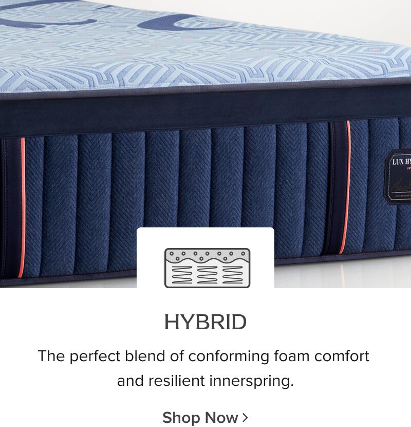 Hybrid: The perfect blend of comforming foam comfort and resillient innerspring - shop now