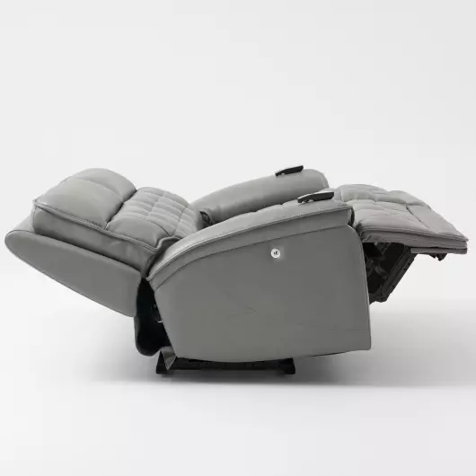 reclined grey leather seat