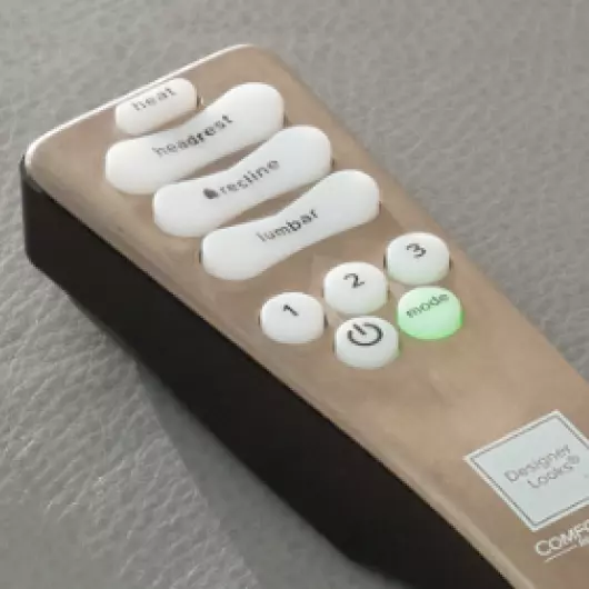 detail shot of sofa remote