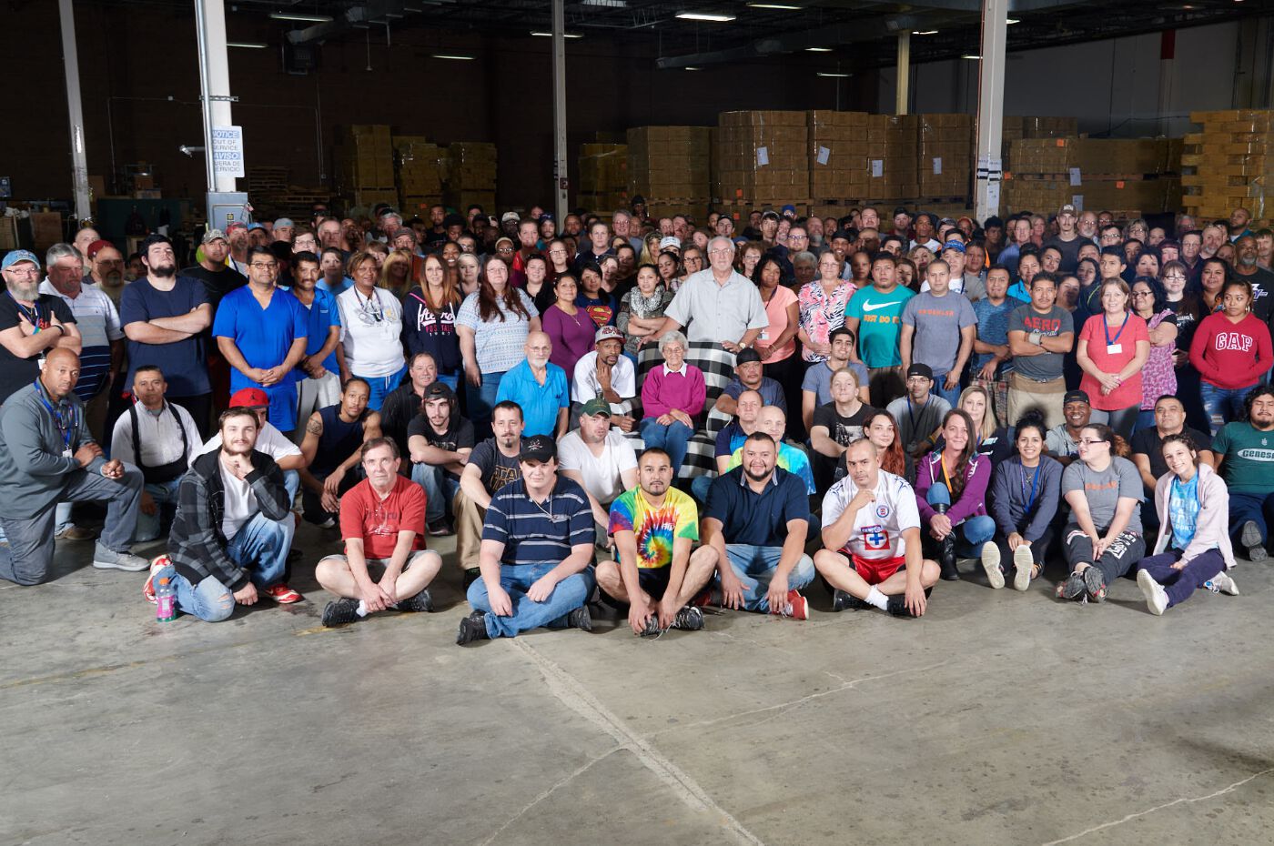 Team picture inside warehouse