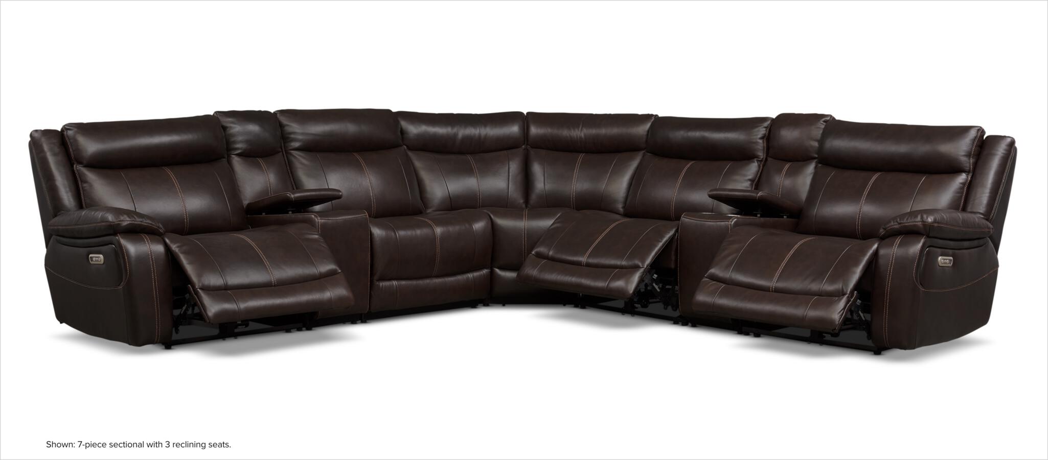 Vince 7-piece sectional with 3 reclining seats.