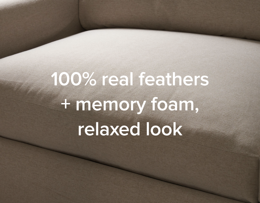 100% real feathers + memory foam