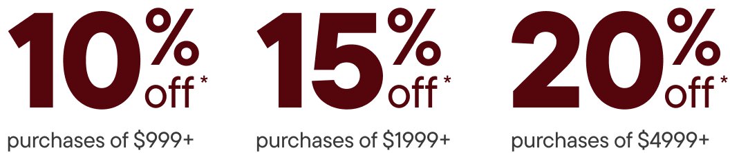 20% off purchases $4999+