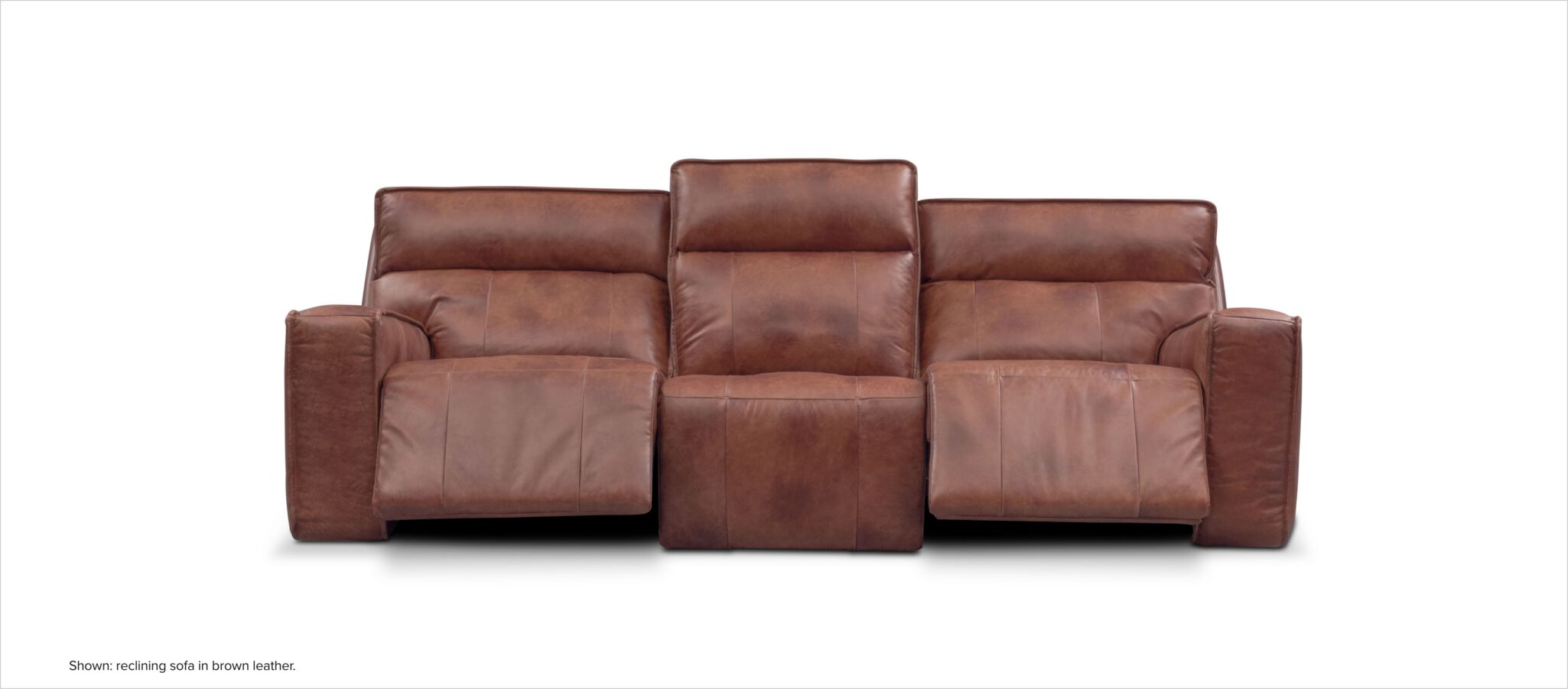 Bradley reclining sofa in brown leather. 