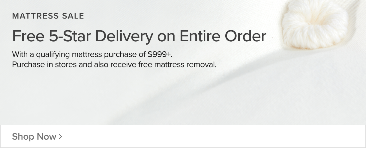Free 5-Star Deliver on Entire Order with mattress purchase of $999 or more + purchase in store and also receive free mattress removal. - Shop Now