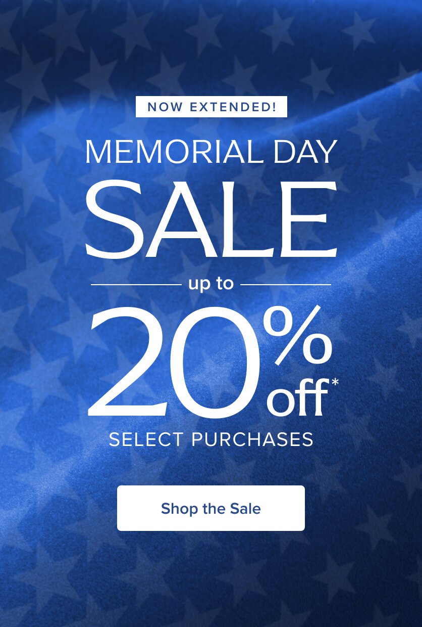 Memorial Day Sale up to 20% Off