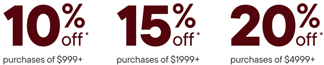20% off purchases $4999+