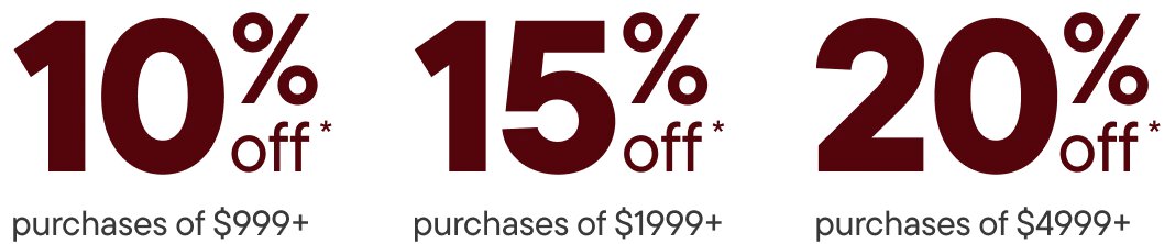 20% off purchases $4999+